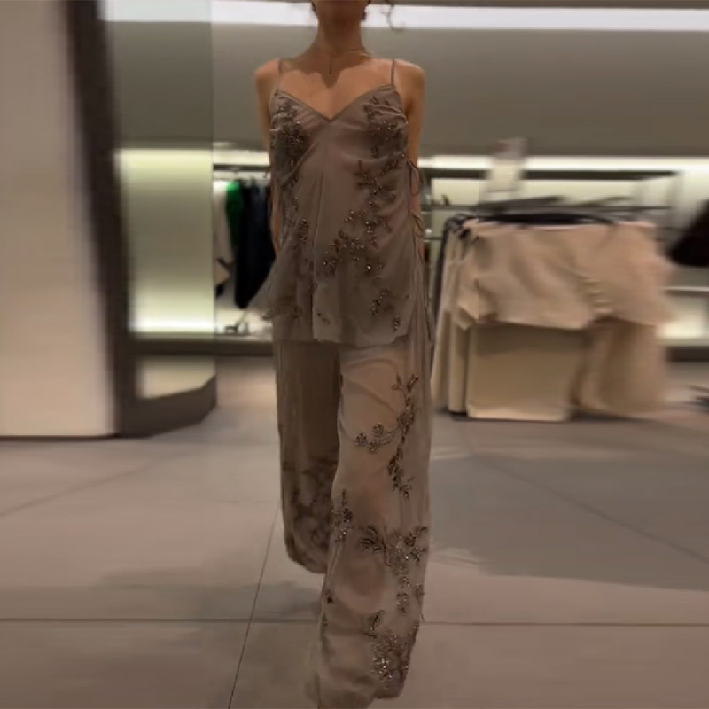 Winter Clothing For Sale - 2026 New Women Grey Two-piece Beaded
