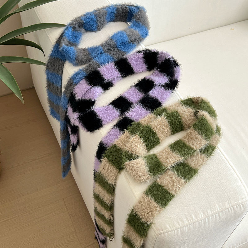 Y2k Striped Plush Narrow Long  - Winter Clothing Accessories recensione e prezzo