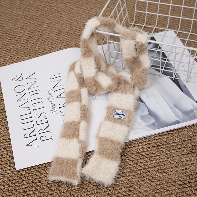 Y2k Striped Plush Narrow Long  - Winter Clothing Accessories recensione e prezzo