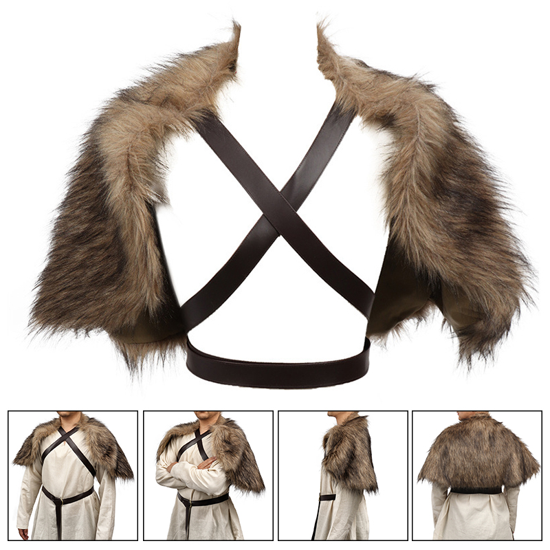 Viking Cloak Faux Fur Collar C - Winter Clothing Accessories recensione e prezzo
