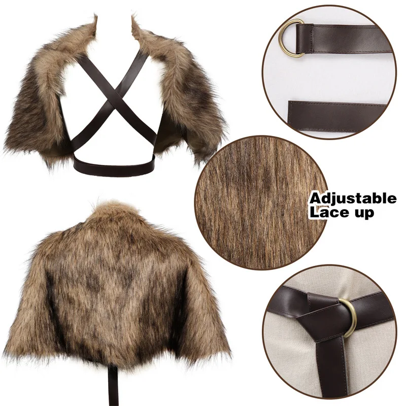 Viking Cloak Faux Fur Collar C - Winter Clothing Accessories recensione e prezzo